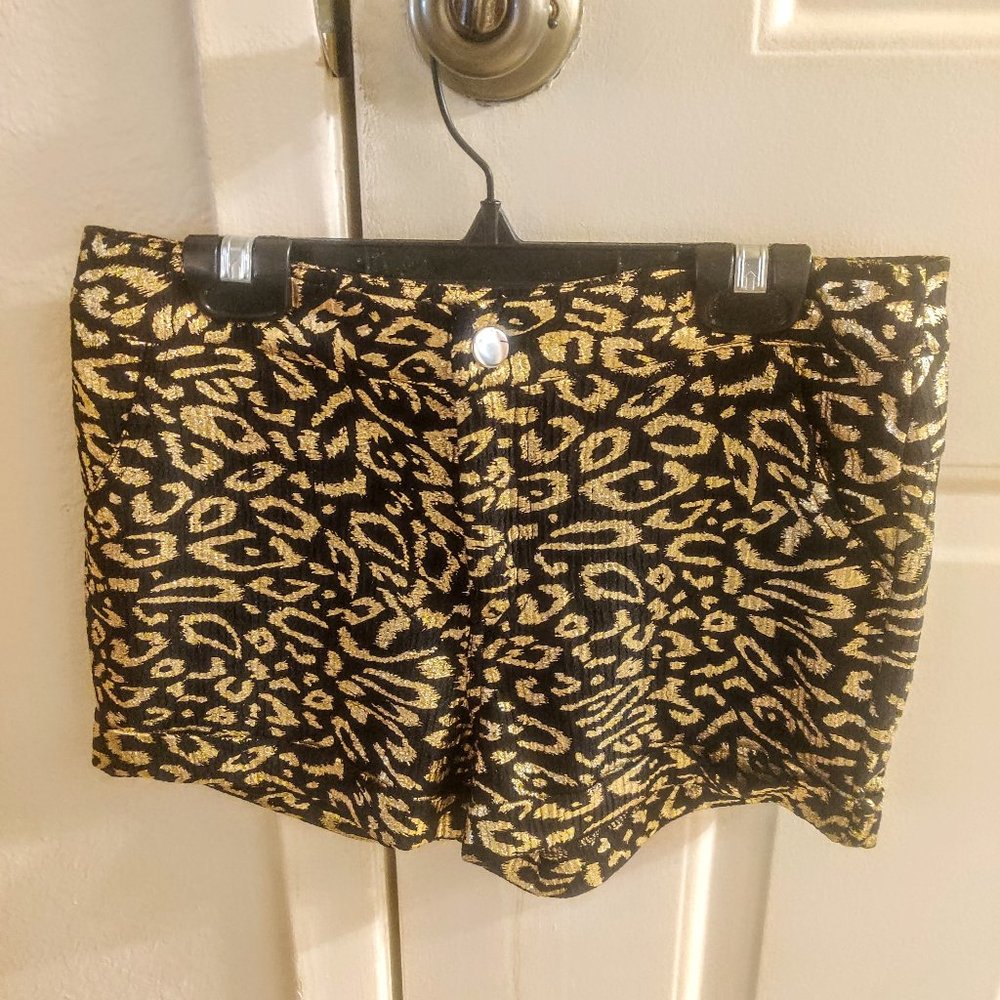 Shimmer gold leopard print shorts
